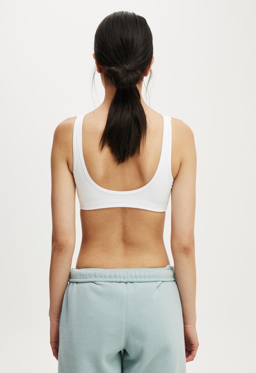 Cotton On - Ultra Soft Low Back Crop - White