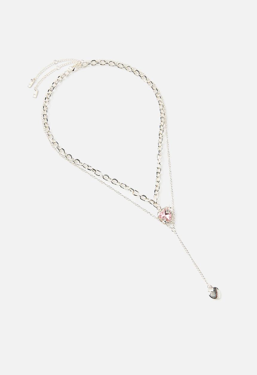 Rubi - Stone heart pendant necklace-silver