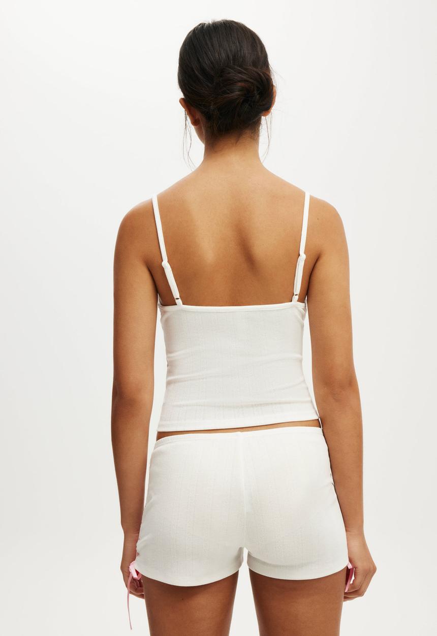 Cotton On - Pointelle square neck cami - coconut milk/ blushing bride