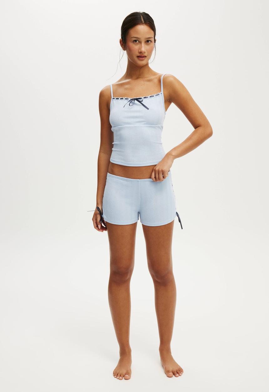 Cotton On - Pointelle ruched boyshort - violet blue/steely blue
