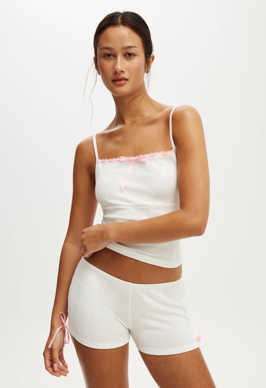 Cotton On - Pointelle ruched boyshort - coconut milk/ blushing bride