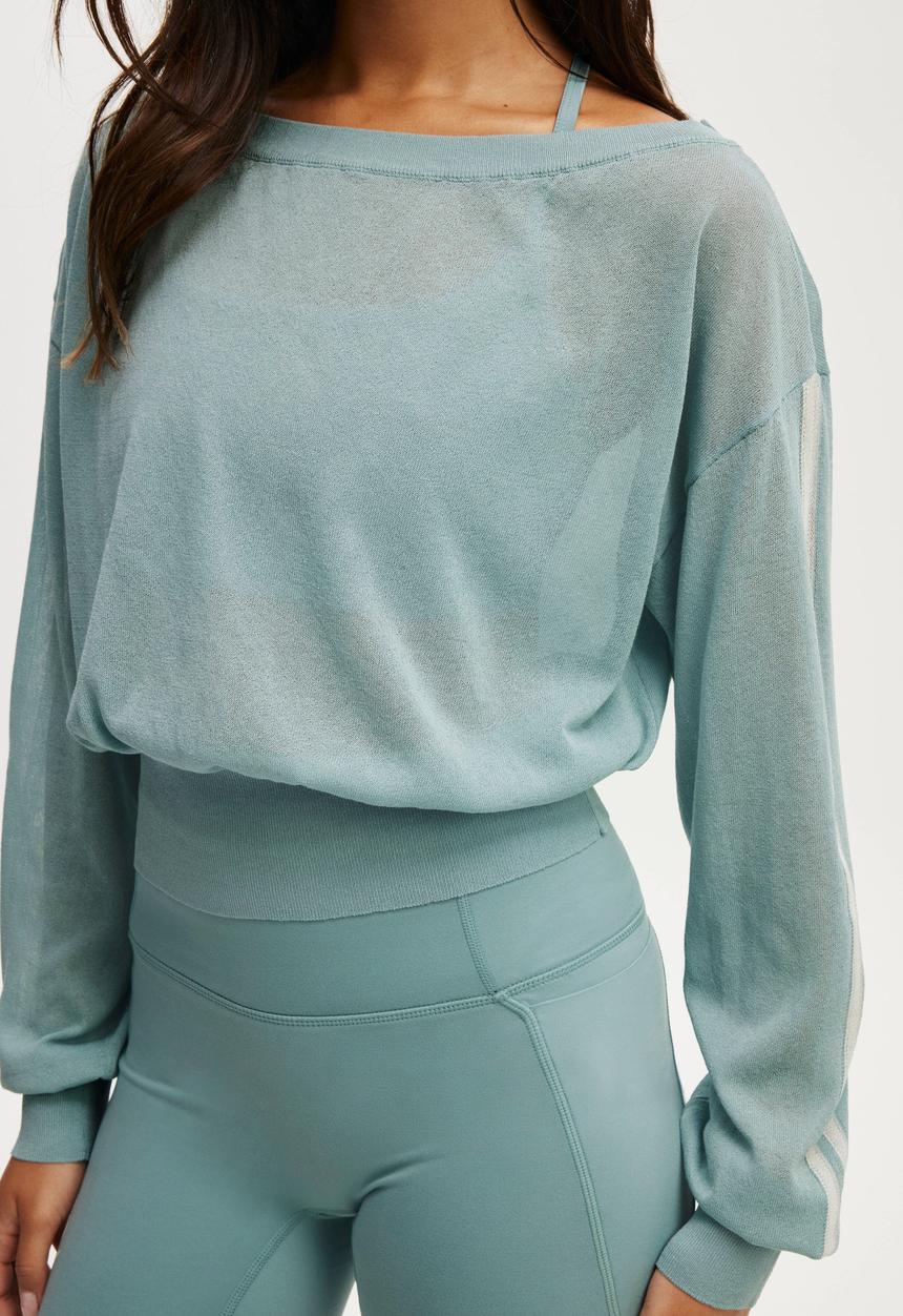 Cotton On - Sheer Asymmetric Knit - Teal Mist