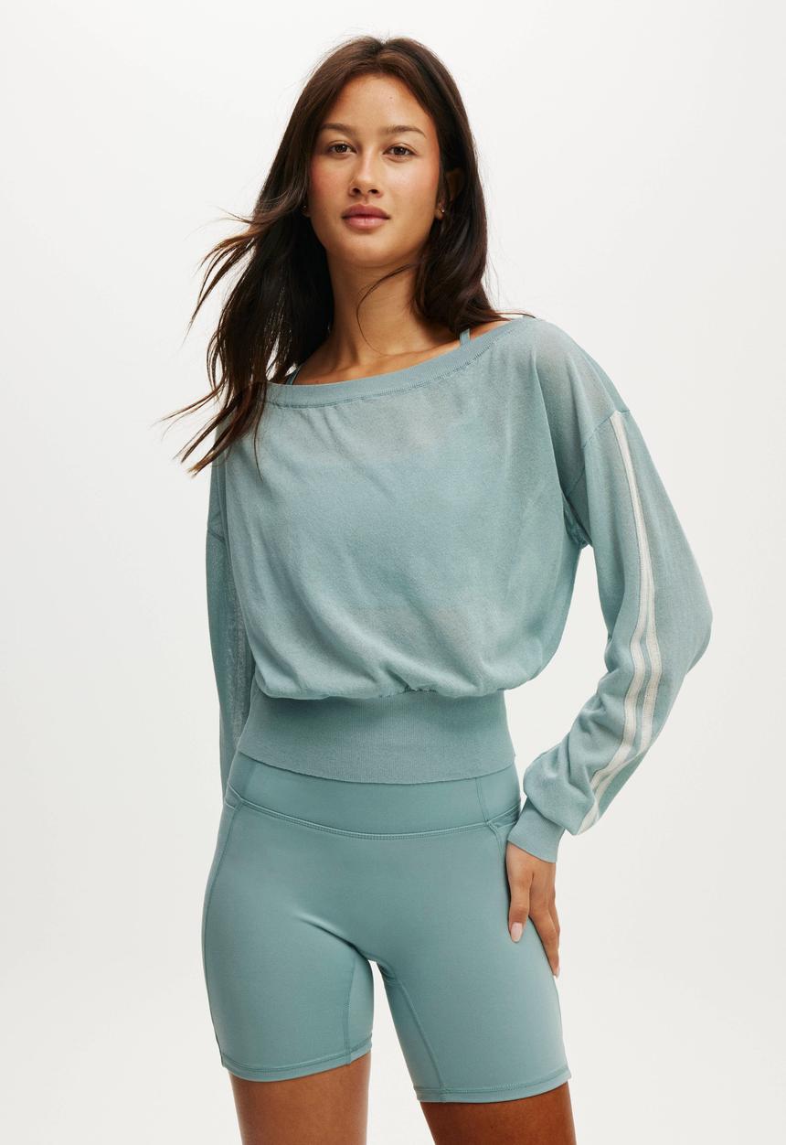 Cotton On - Sheer Asymmetric Knit - Teal Mist