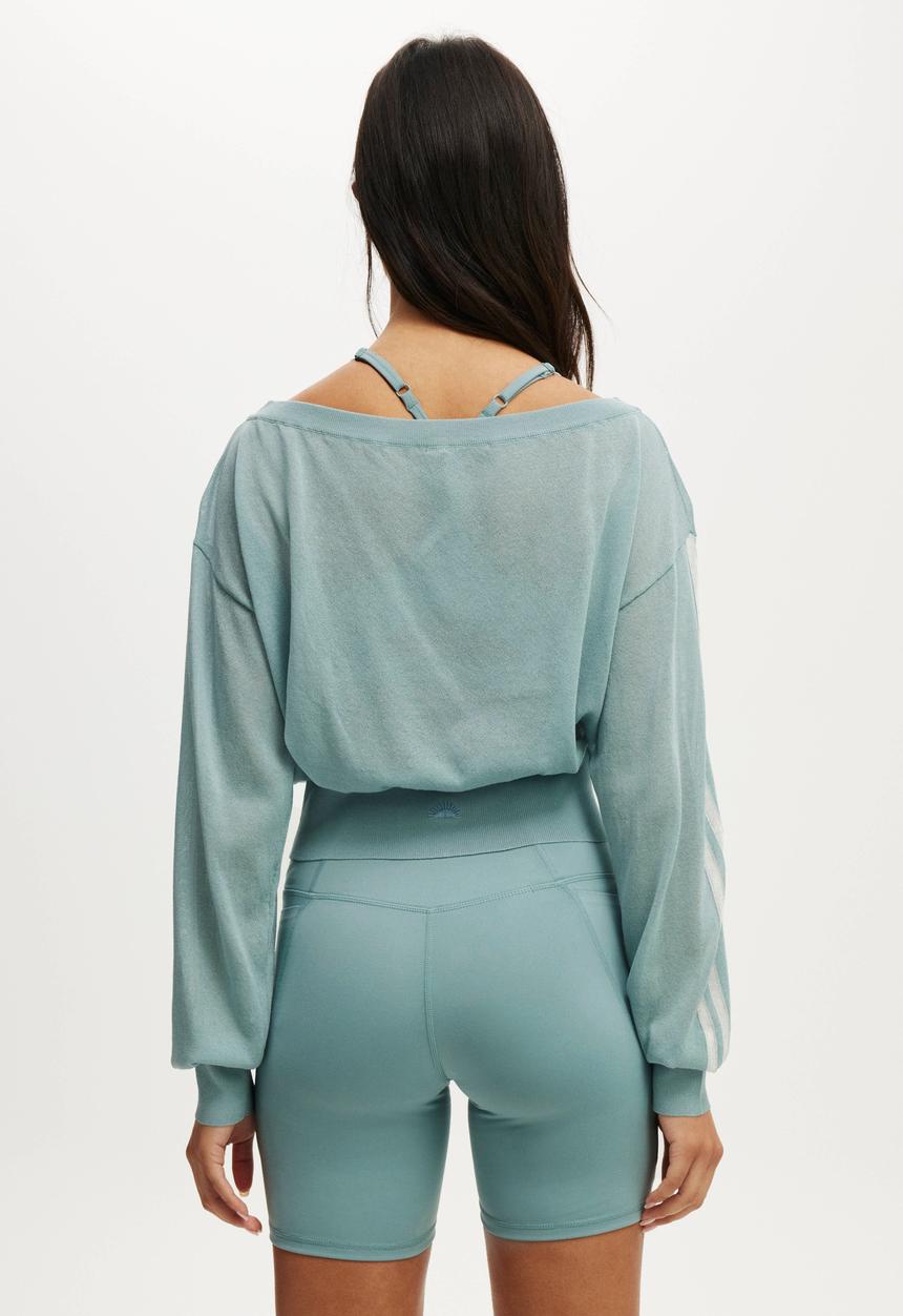 Cotton On - Sheer Asymmetric Knit - Teal Mist