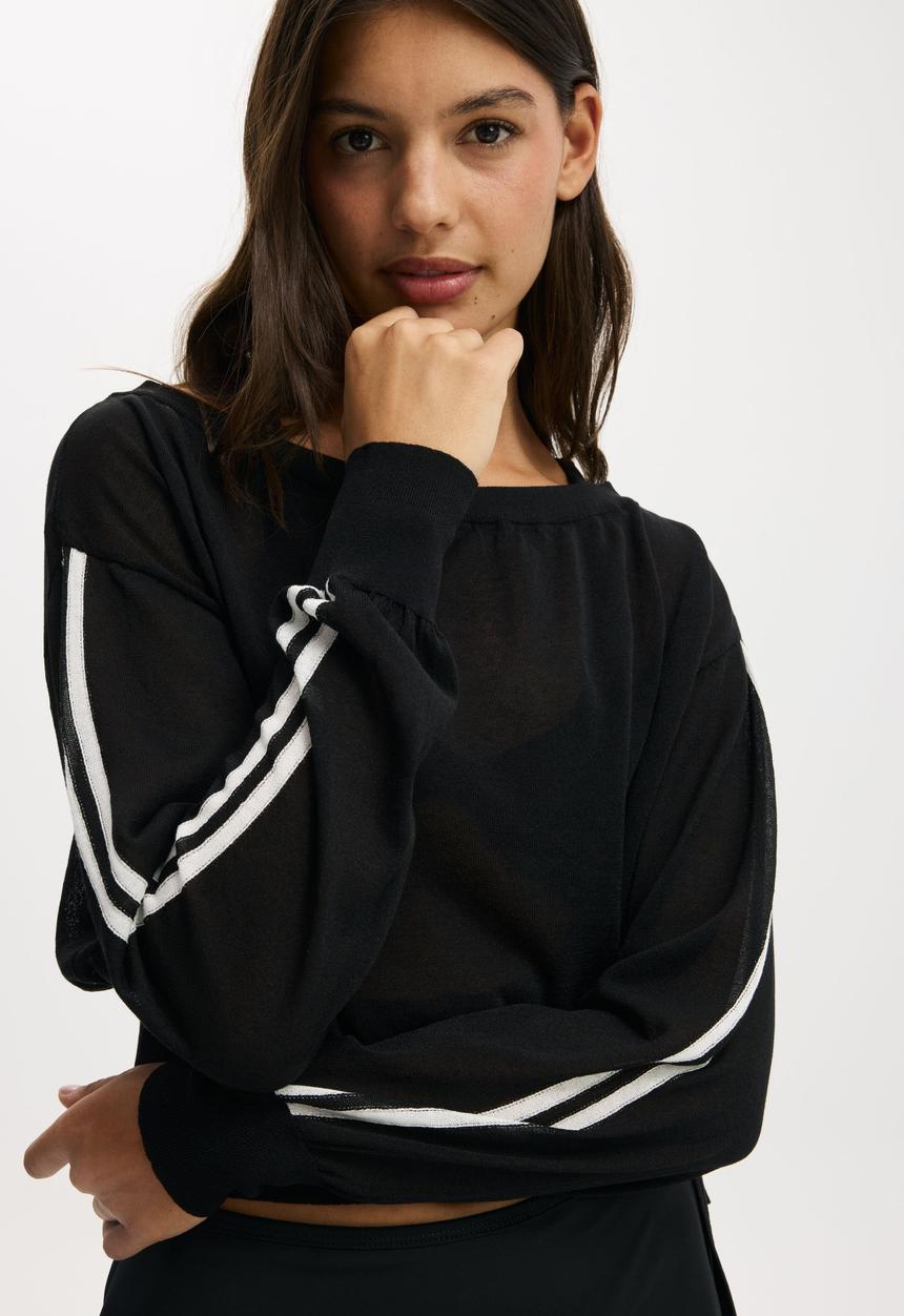 Cotton On - Sheer Asymmetric Knit - Black