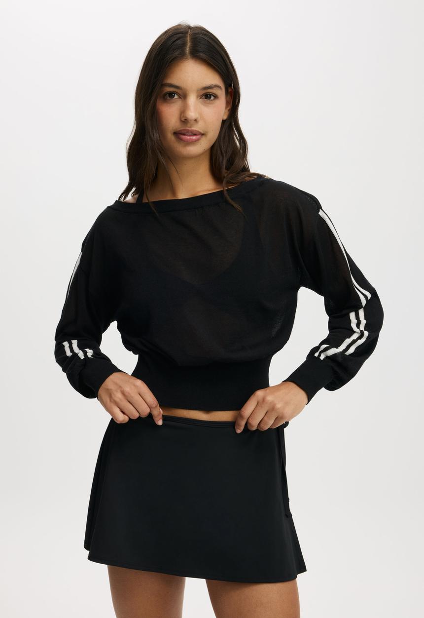 Cotton On - Sheer Asymmetric Knit - Black