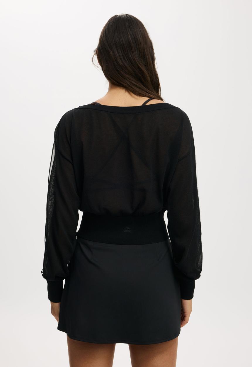 Cotton On - Sheer Asymmetric Knit - Black