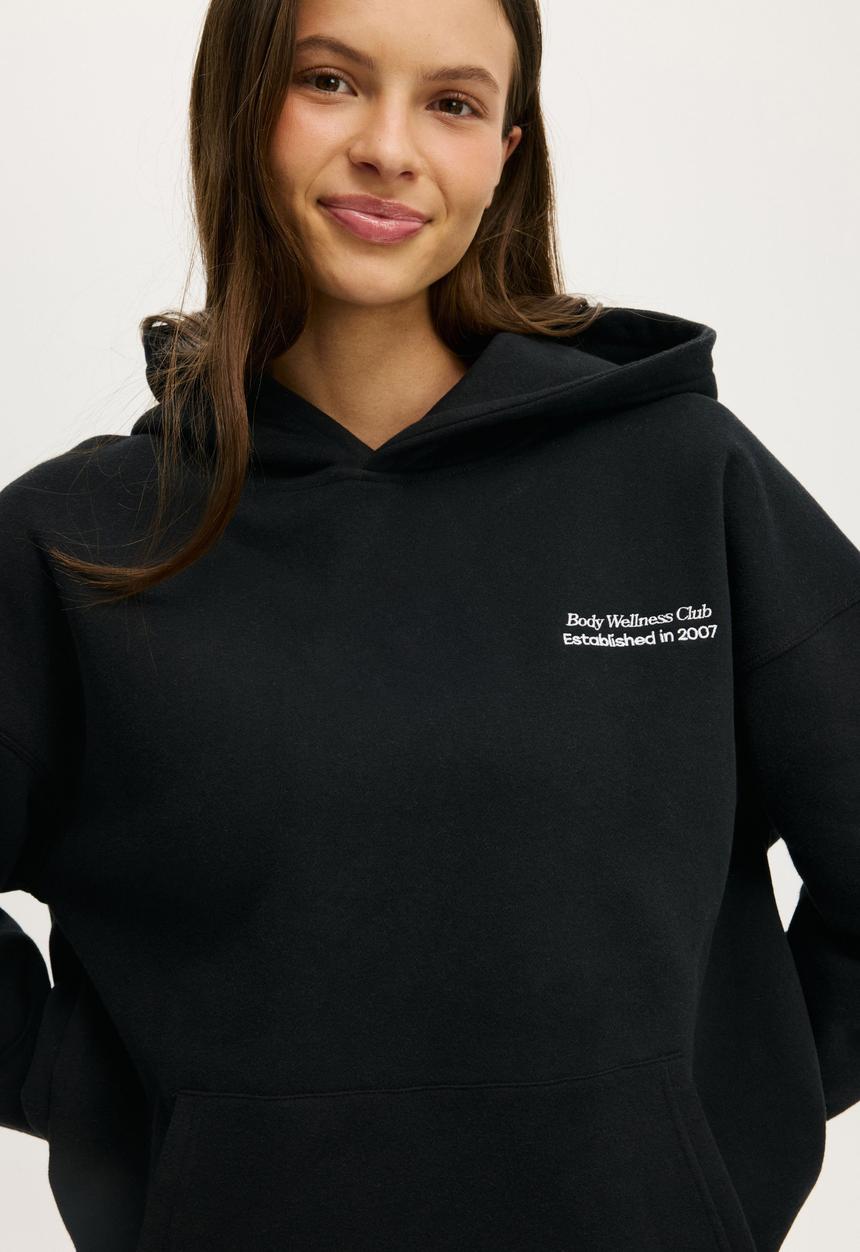 Cotton On - Plush Premium Graphic Hoodie - Black/Bw Club