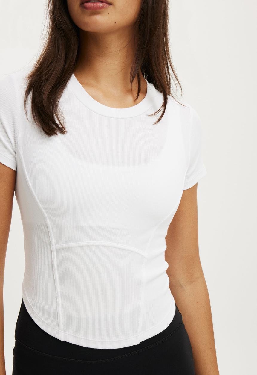 Cotton On - Active Rib Contour Tee - White