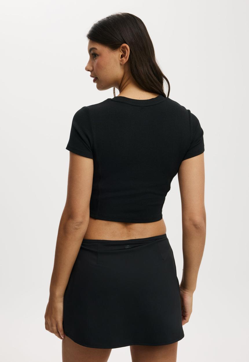 Cotton On - Active Rib Contour Tee - Black