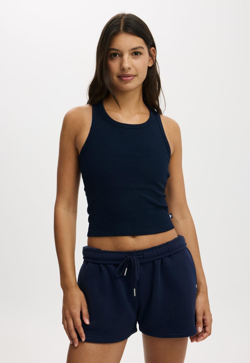 Cotton On - Active Core Rib Racer Tank - Prep Sport Navy