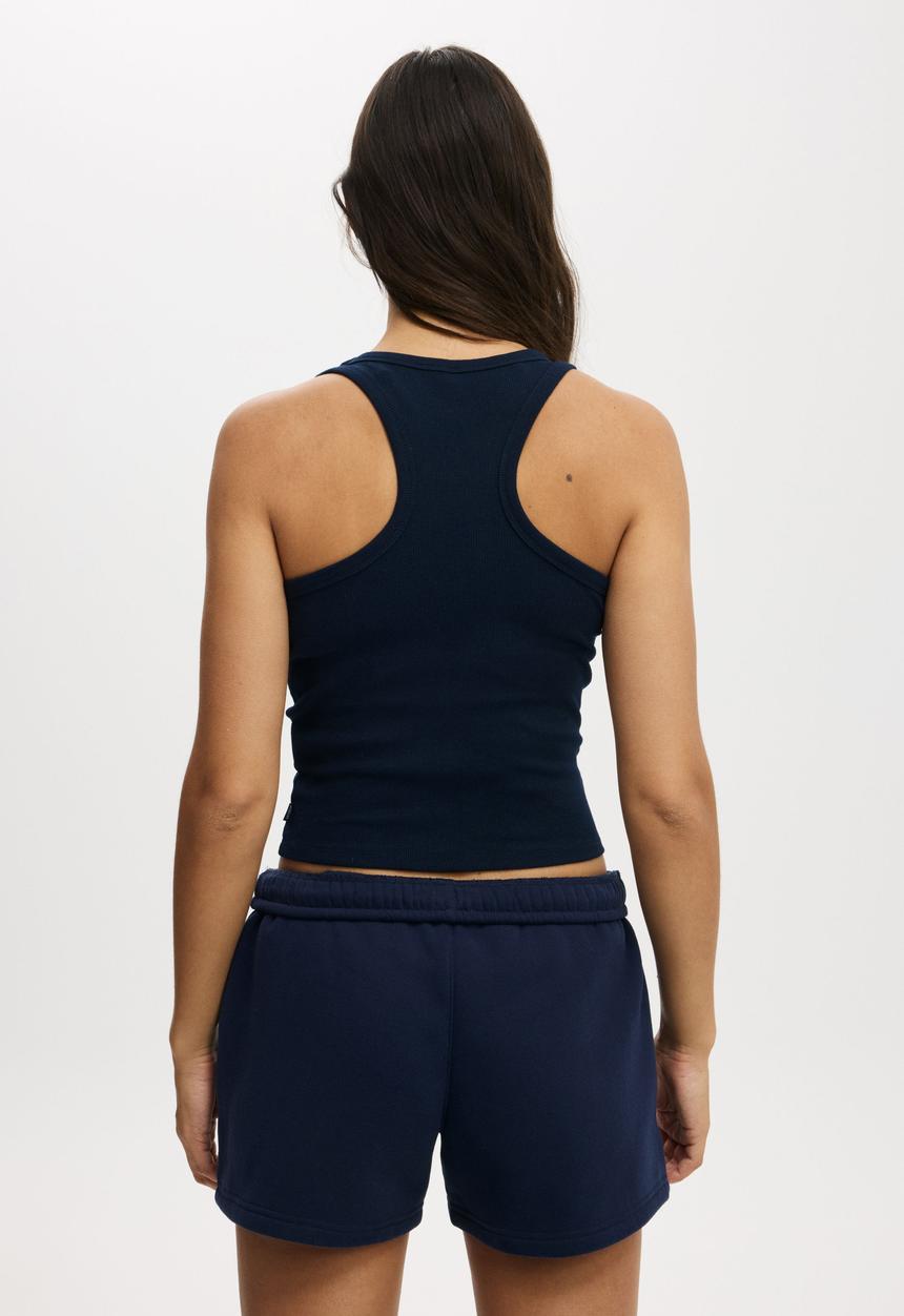 Cotton On - Active Core Rib Racer Tank - Prep Sport Navy