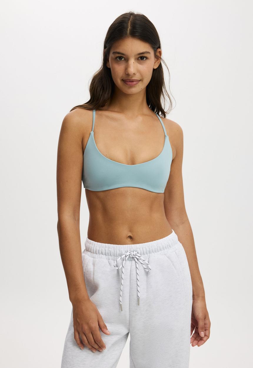 Cotton On - Ultra Soft Minimal Strappy Crop - Teal Mist