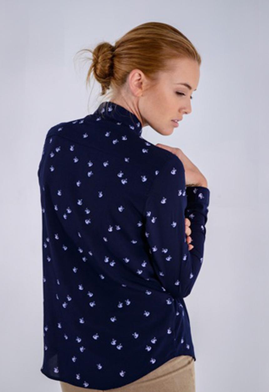 Jane Sews - Holly Swan Print Blouse – Blue