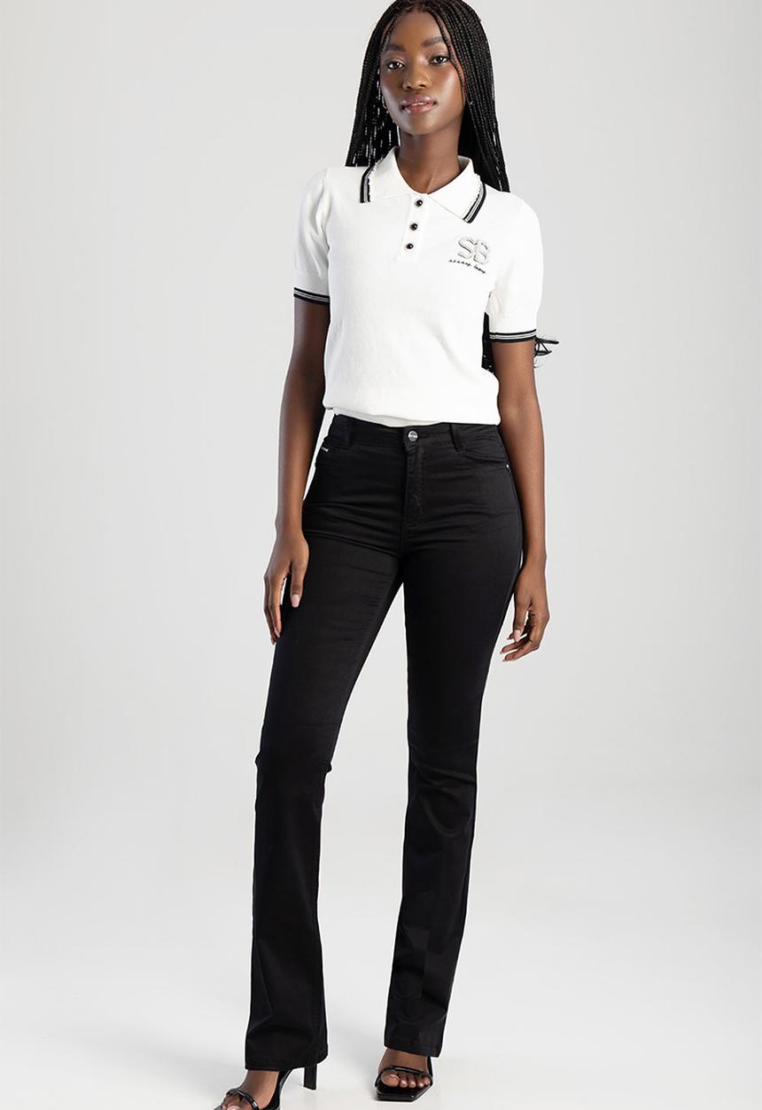 SISSY BOY - Julia Black Sateen Mid Waist Bootleg  - Black