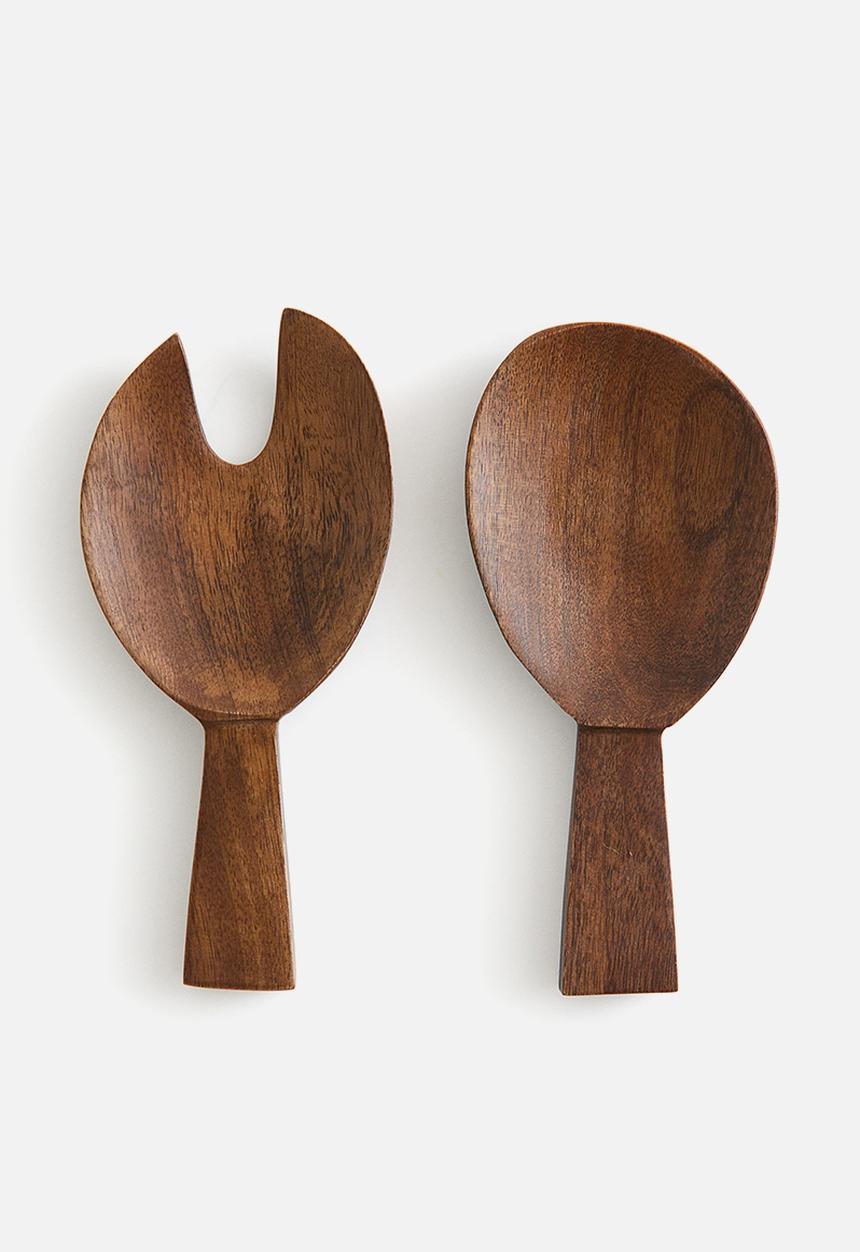 H&M - Mango wood salad servers - brown