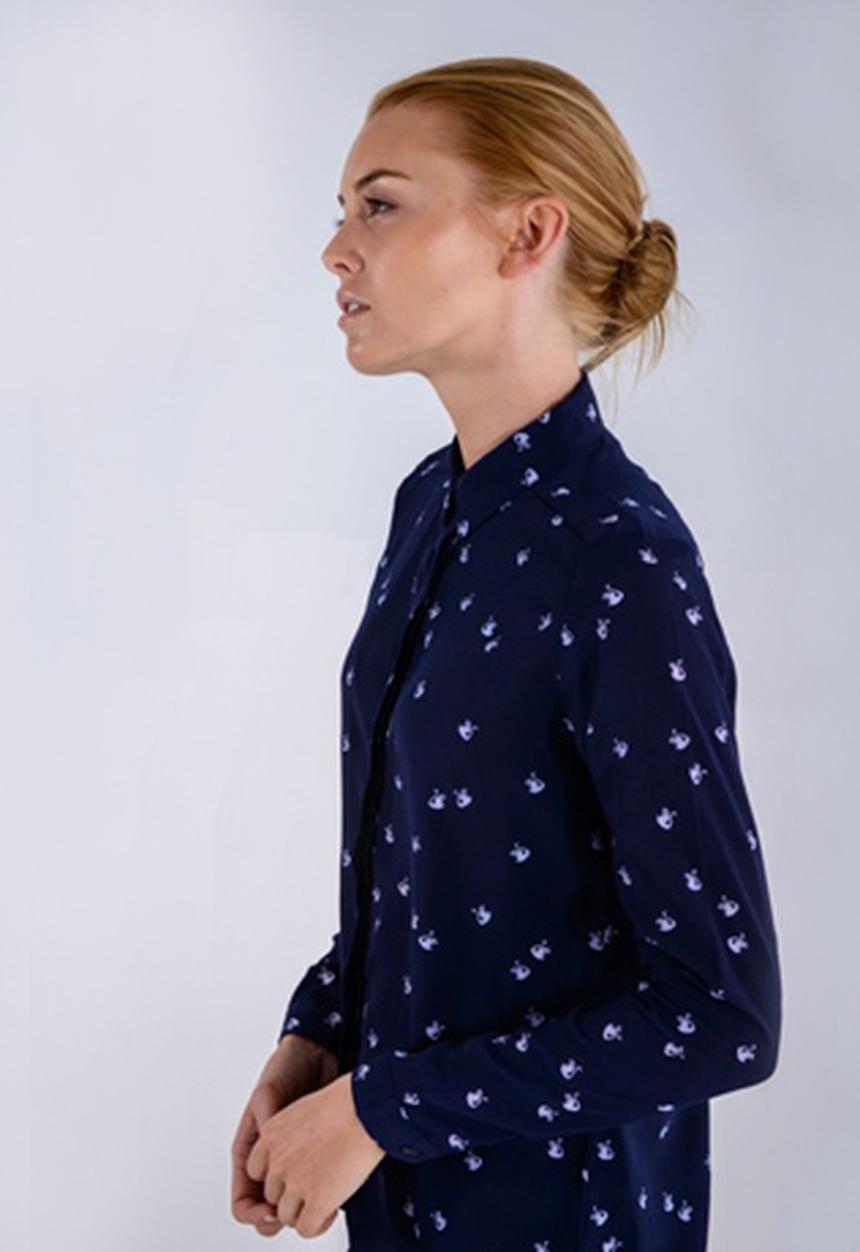 Jane Sews - Holly Swan Print Blouse – Blue
