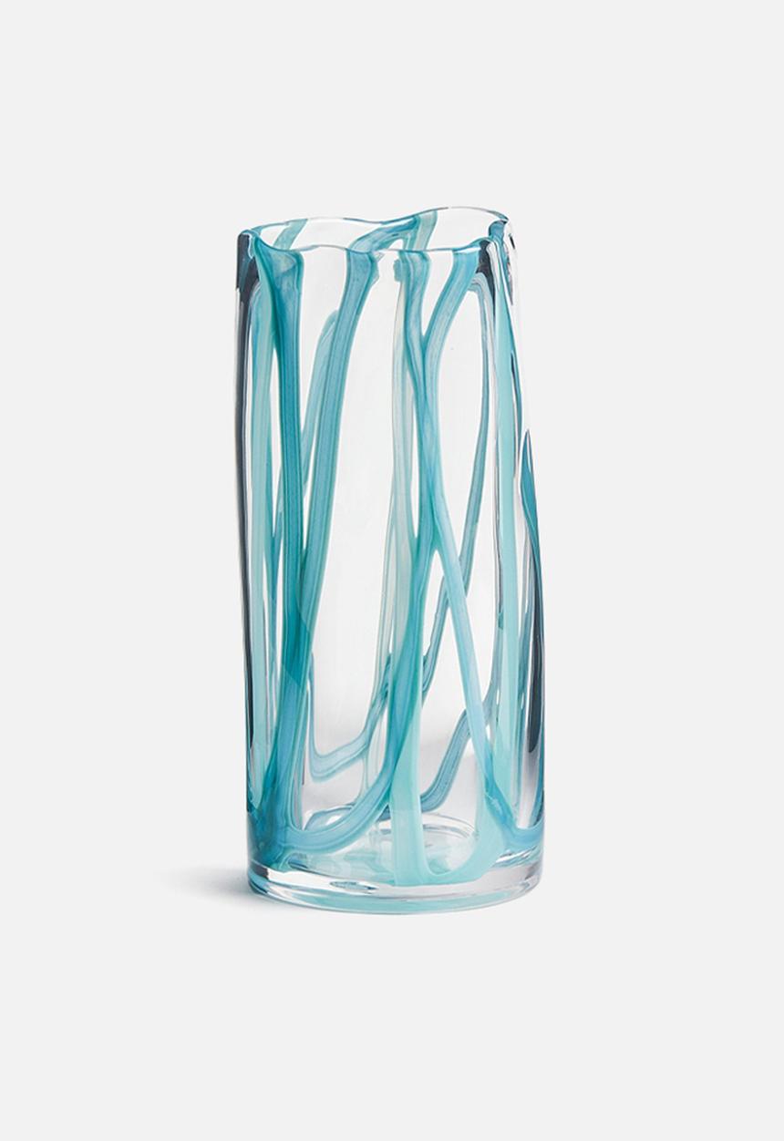 H&M - Large glass vase - turquoise/patterned