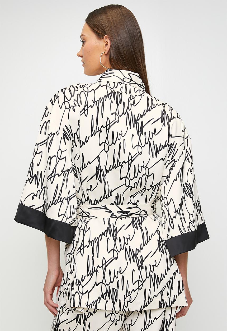 Steve Madden - Ladies nyla kimono shirt with belt - white