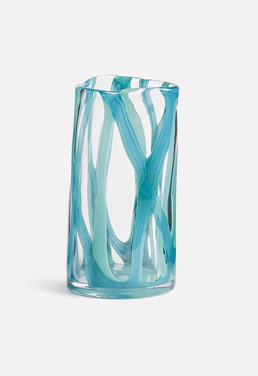 H&M - Glass vase - turquoise/patterned 