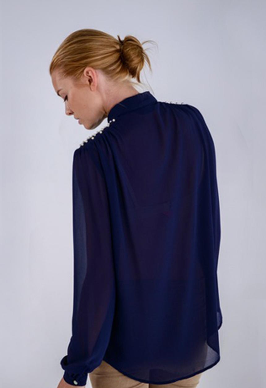 Jane Sews - Libby Pearl Embellished Blouse – Blue