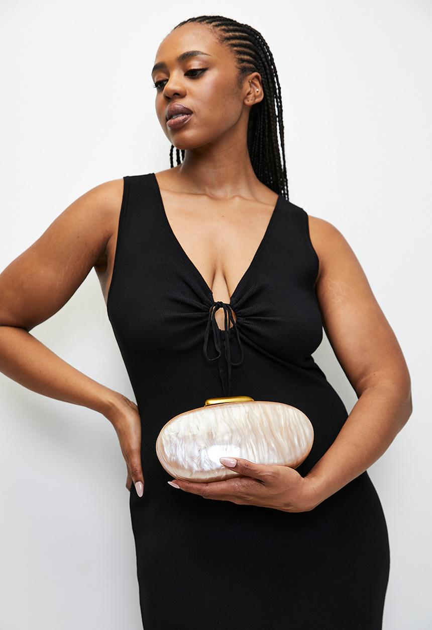 Tessa Design - Caroline pearl clutch bag - cream