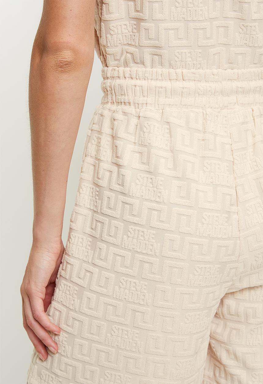 Steve Madden - Ladies bella embossed logo jogger shorts - stone