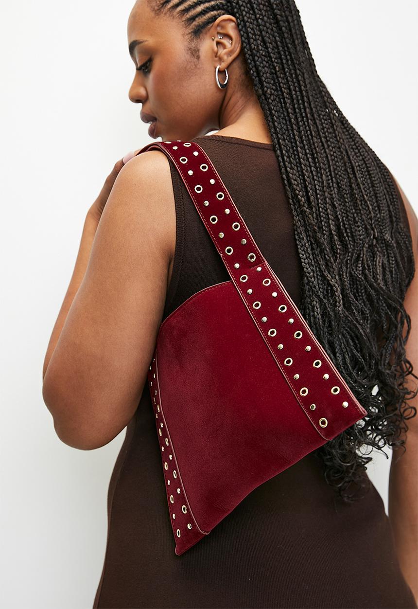 Tessa Design - Kathleen studded tote bag- burgundy