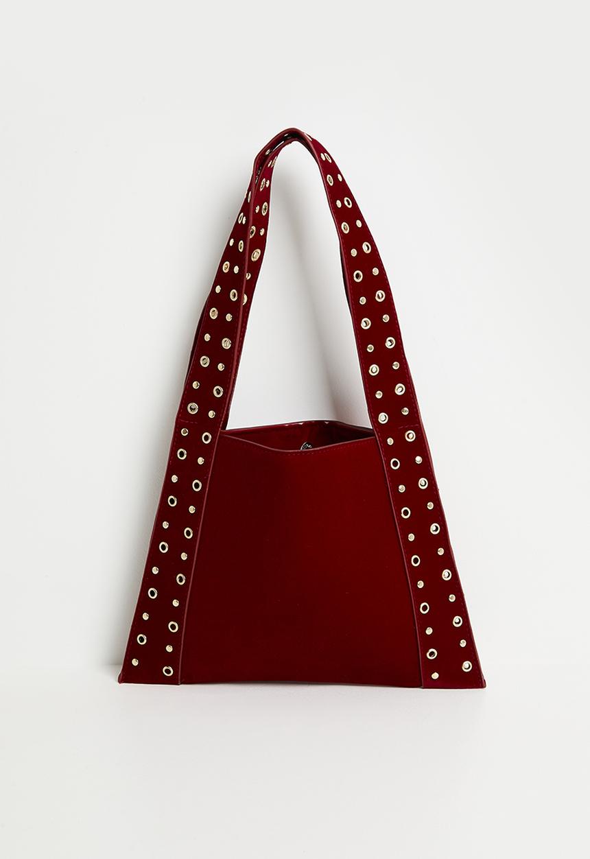 Tessa Design - Kathleen studded tote bag- burgundy