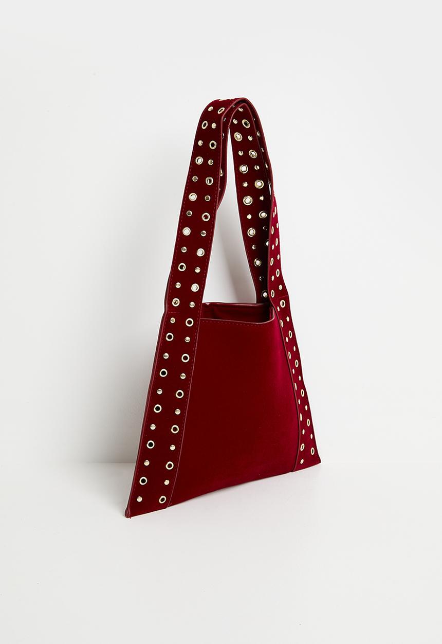 Tessa Design - Kathleen studded tote bag- burgundy