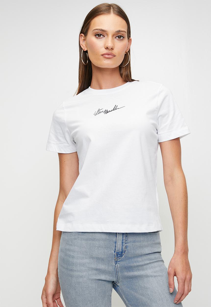 Steve Madden - Sydney signature crew neck T-shirt - optic white