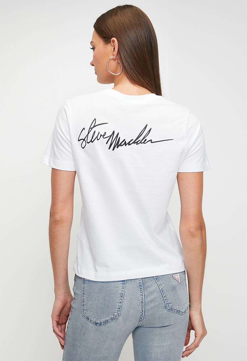 Steve Madden - Sydney signature crew neck T-shirt - optic white