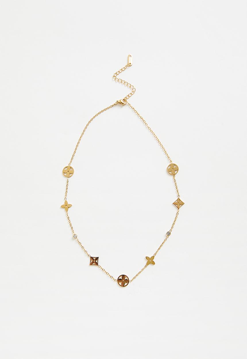 Zoe on Trend - Trendy Motif Layer Necklace - Gold
