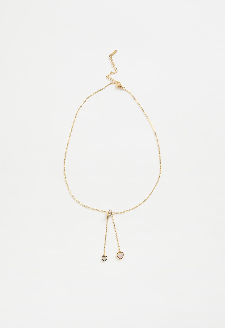 Zoe on Trend - Pretty Heart Duet Drop Necklace - Gold
