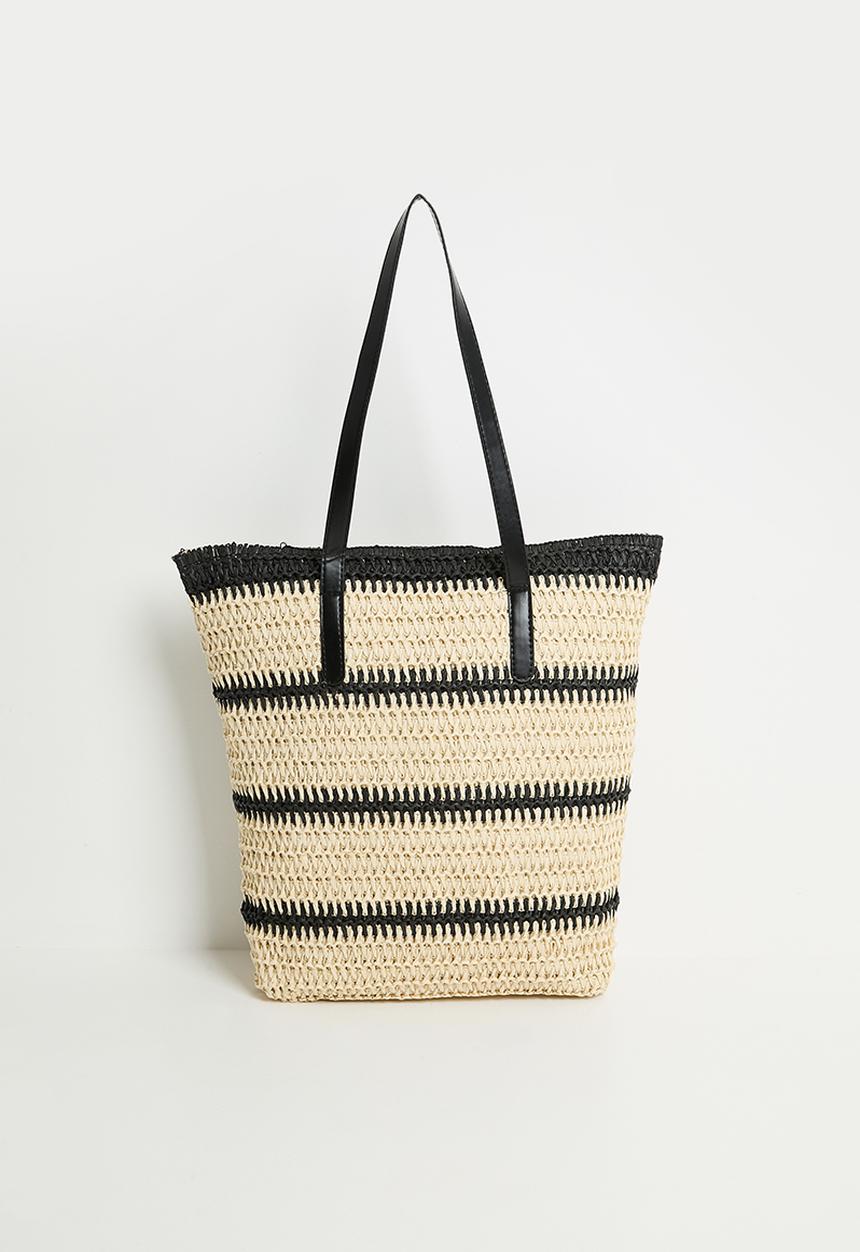 Tessa Design - Celine woven straw striped tote bag- natural