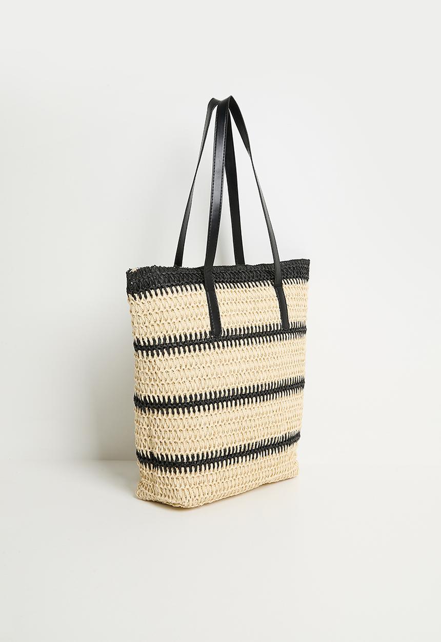 Tessa Design - Celine woven straw striped tote bag- natural