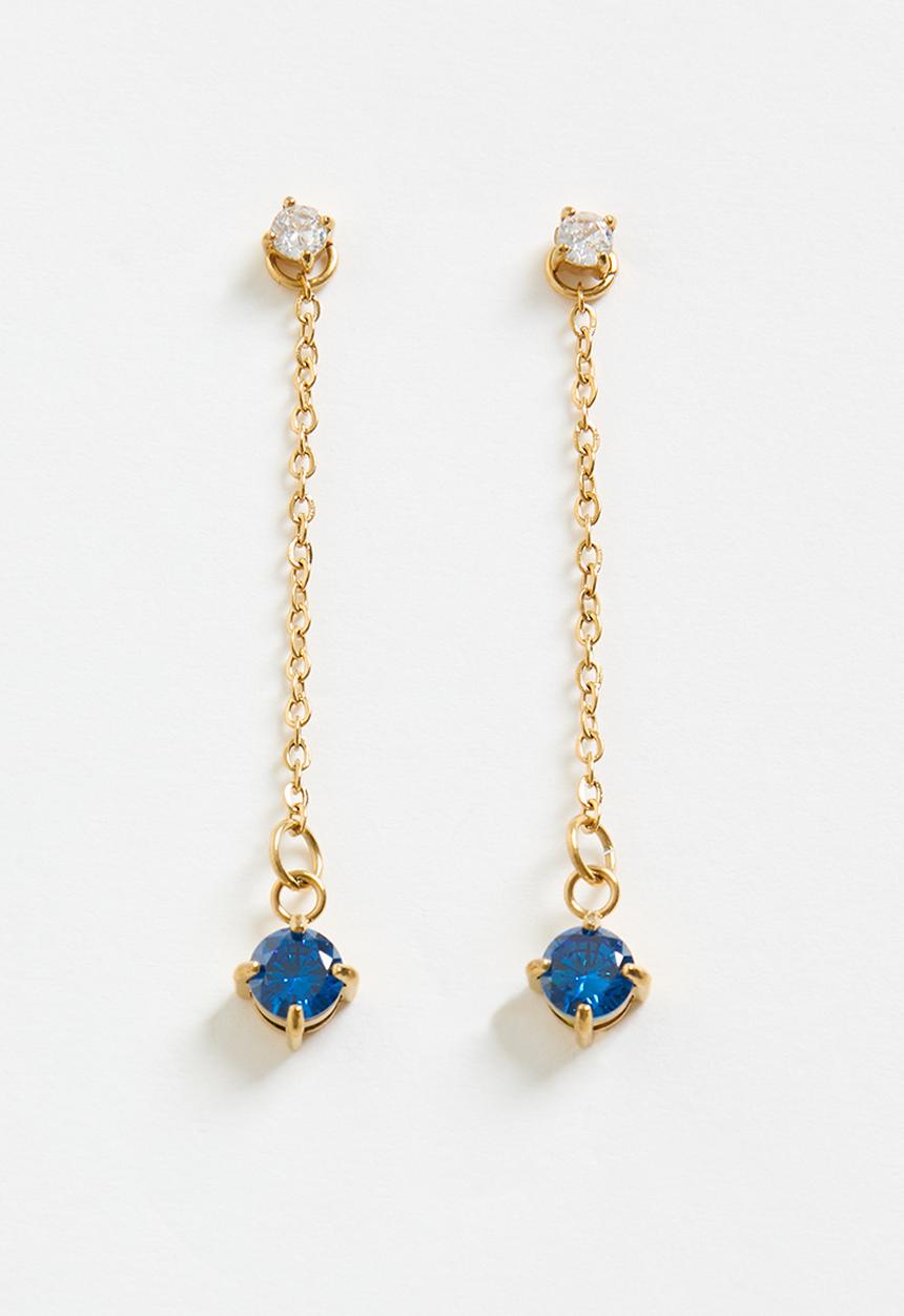 Zoe on Trend - Elegant Drop Earrings - Gold/Blue