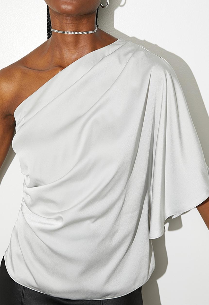 VELVET - Asym satin shell - grey