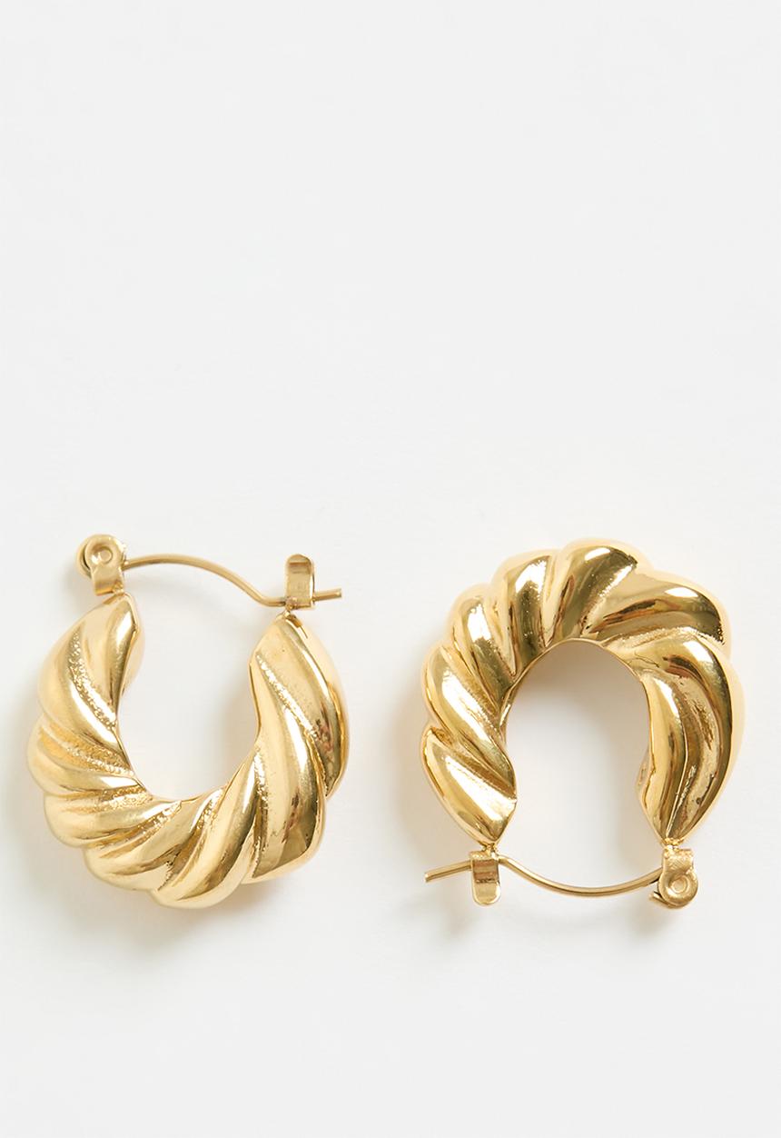 Zoe on Trend - Trendy Twist Earrings - Gold