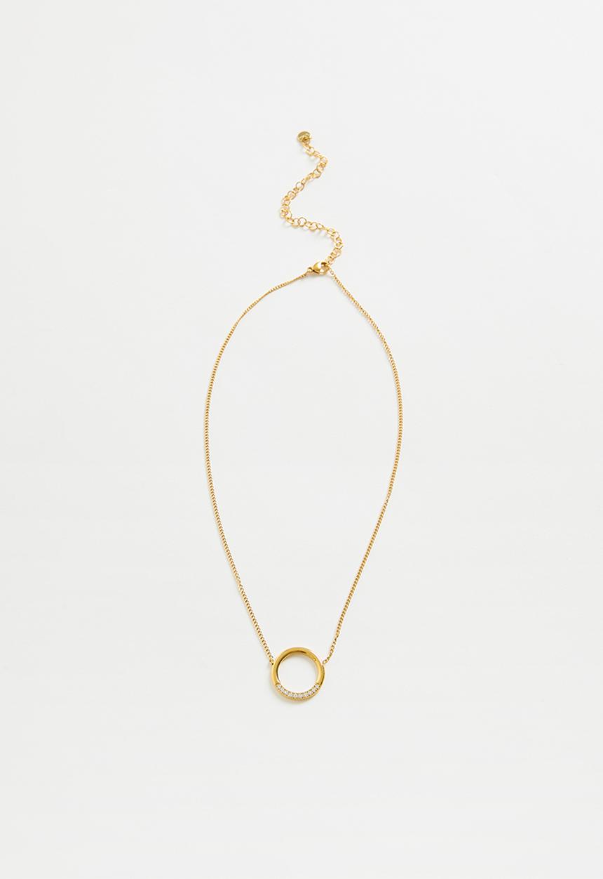 Zoe on Trend - Modern Circle Designer Necklace- Gold