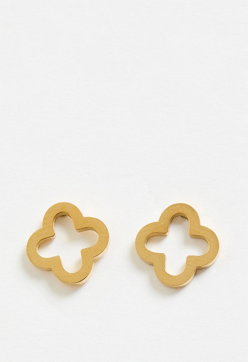 Zoe on Trend - Trendy Clover Designer Earrings- Gold