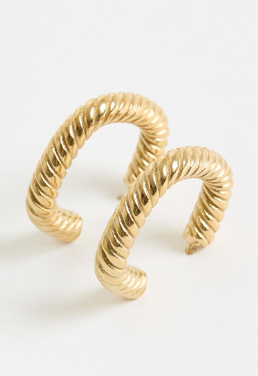 Zoe on Trend - Modern Twisted Rope Earrings- Gold
