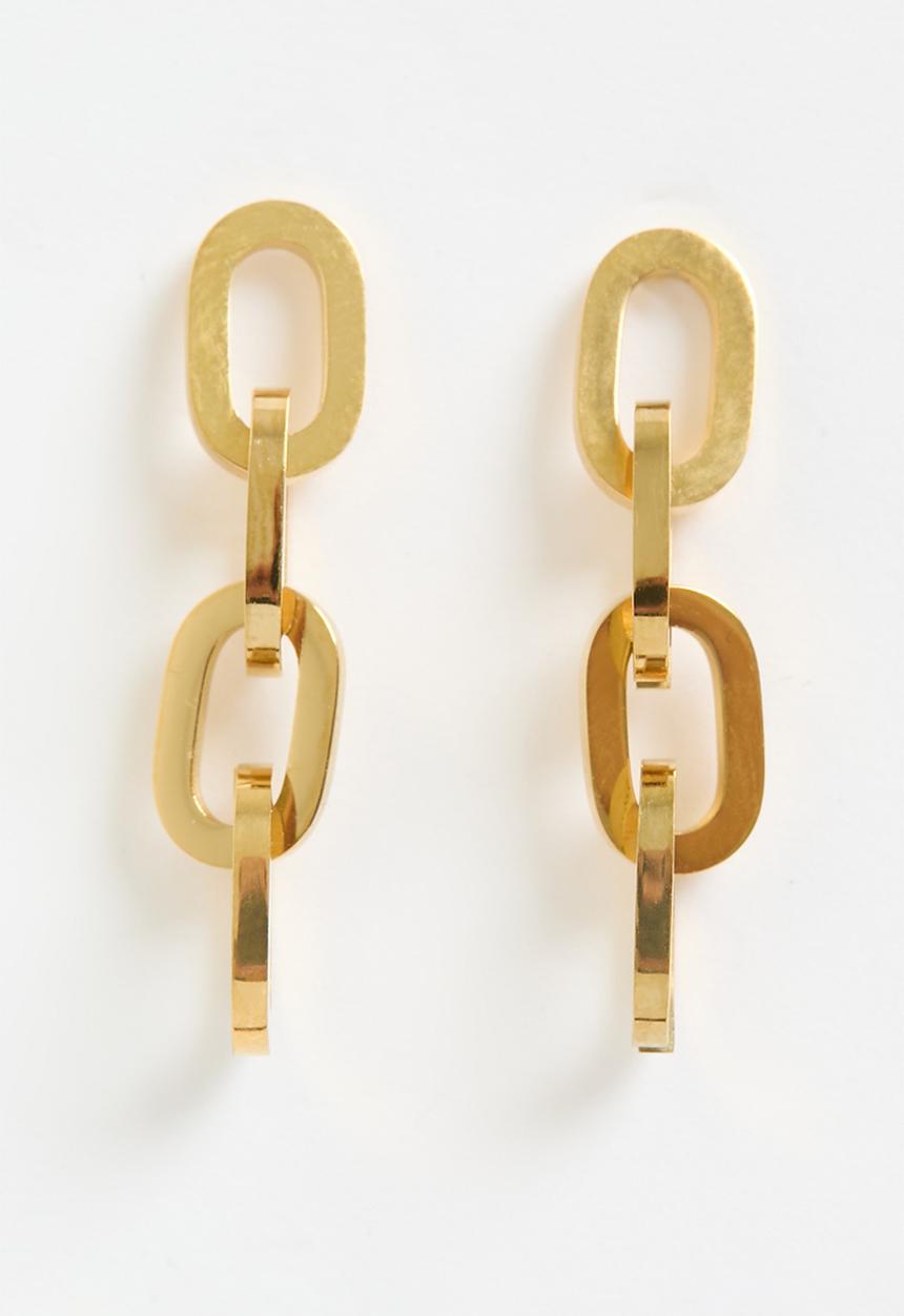 Zoe on Trend - Modern Link Drop Earrings- Gold