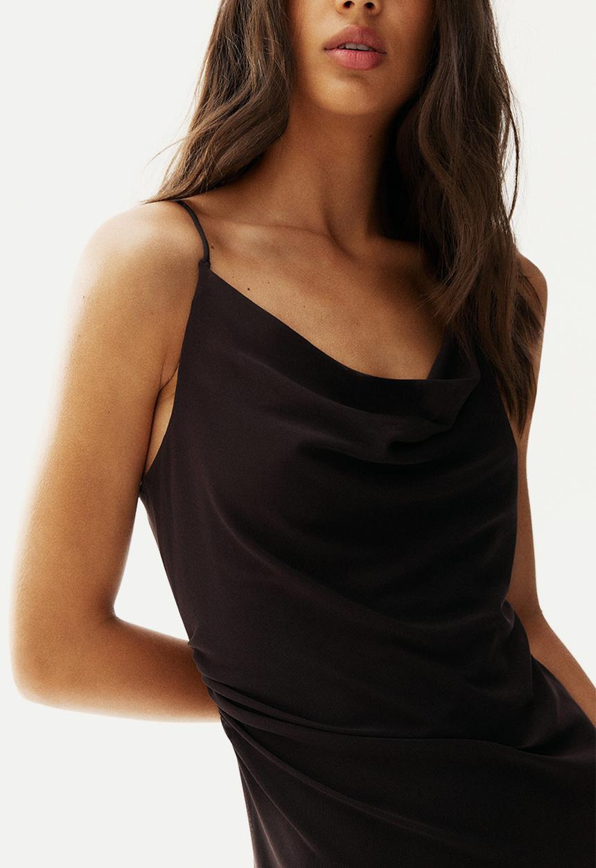 H&M - Draped mesh dress - dark brown