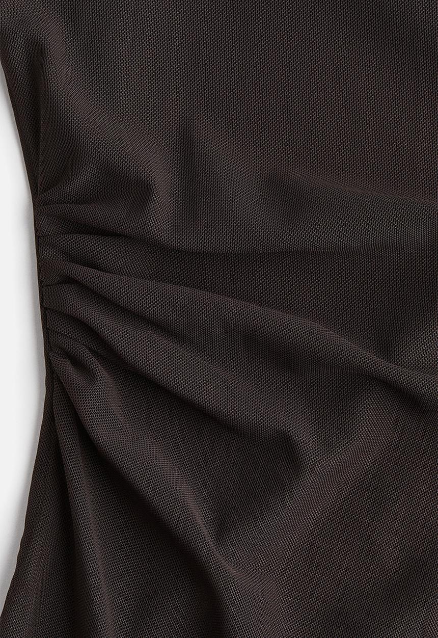 H&M - Draped mesh dress - dark brown