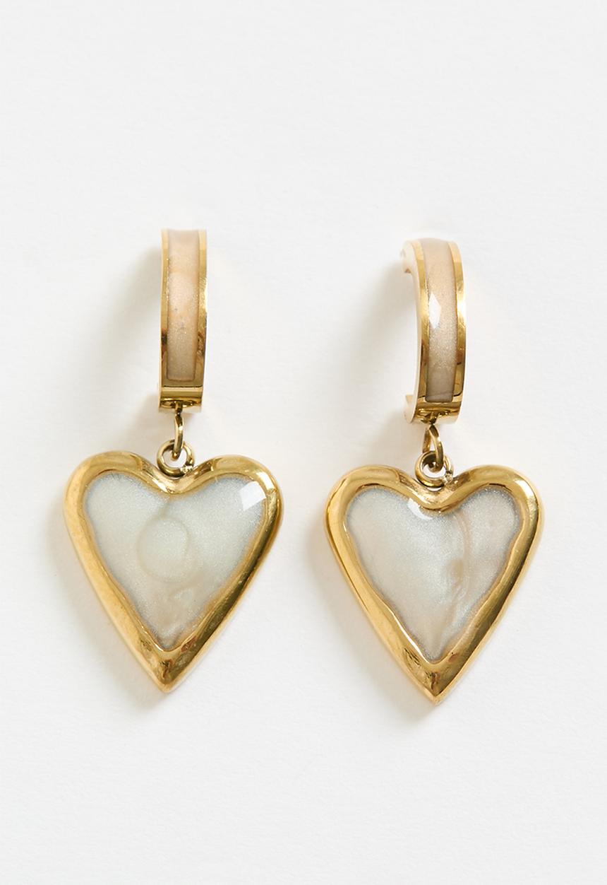 Zoe on Trend - Pretty Heart Drop Earrings- Gold
