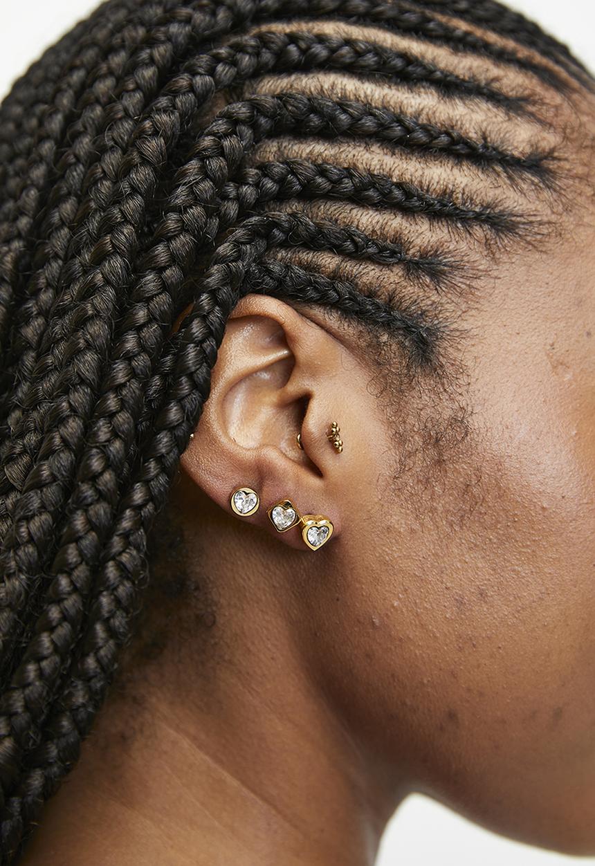 Zoe on Trend - Trio Of Modern Stud Earrings- Gold