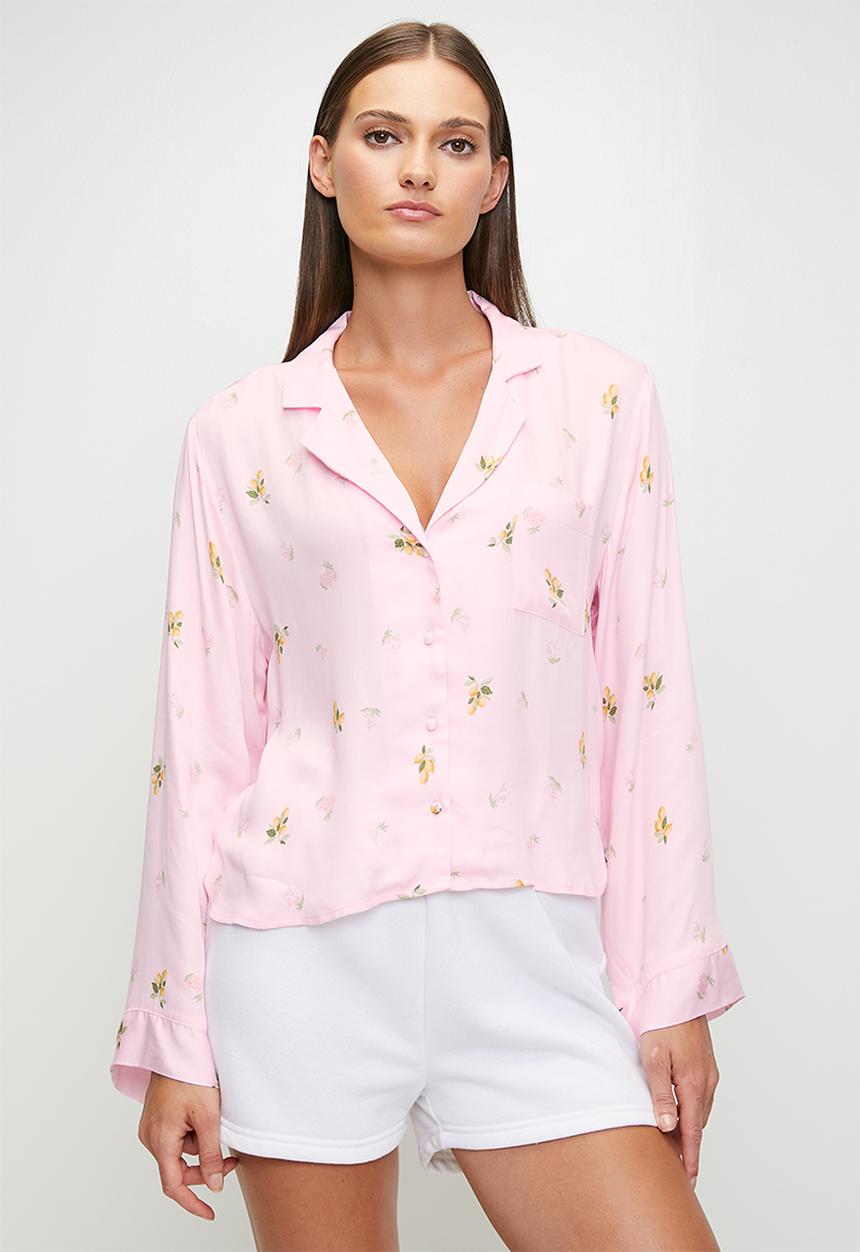 Hunkemoller - Jacket ls viscose lemon - primrose pink