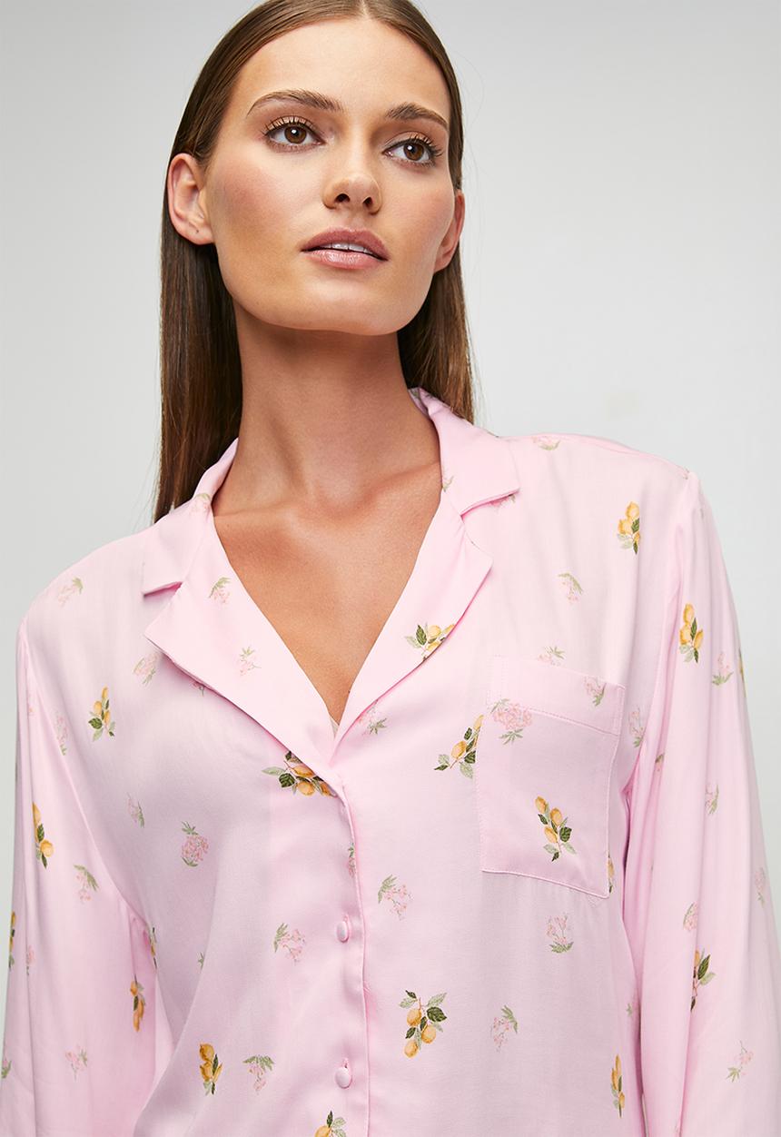 Hunkemoller - Jacket ls viscose lemon - primrose pink