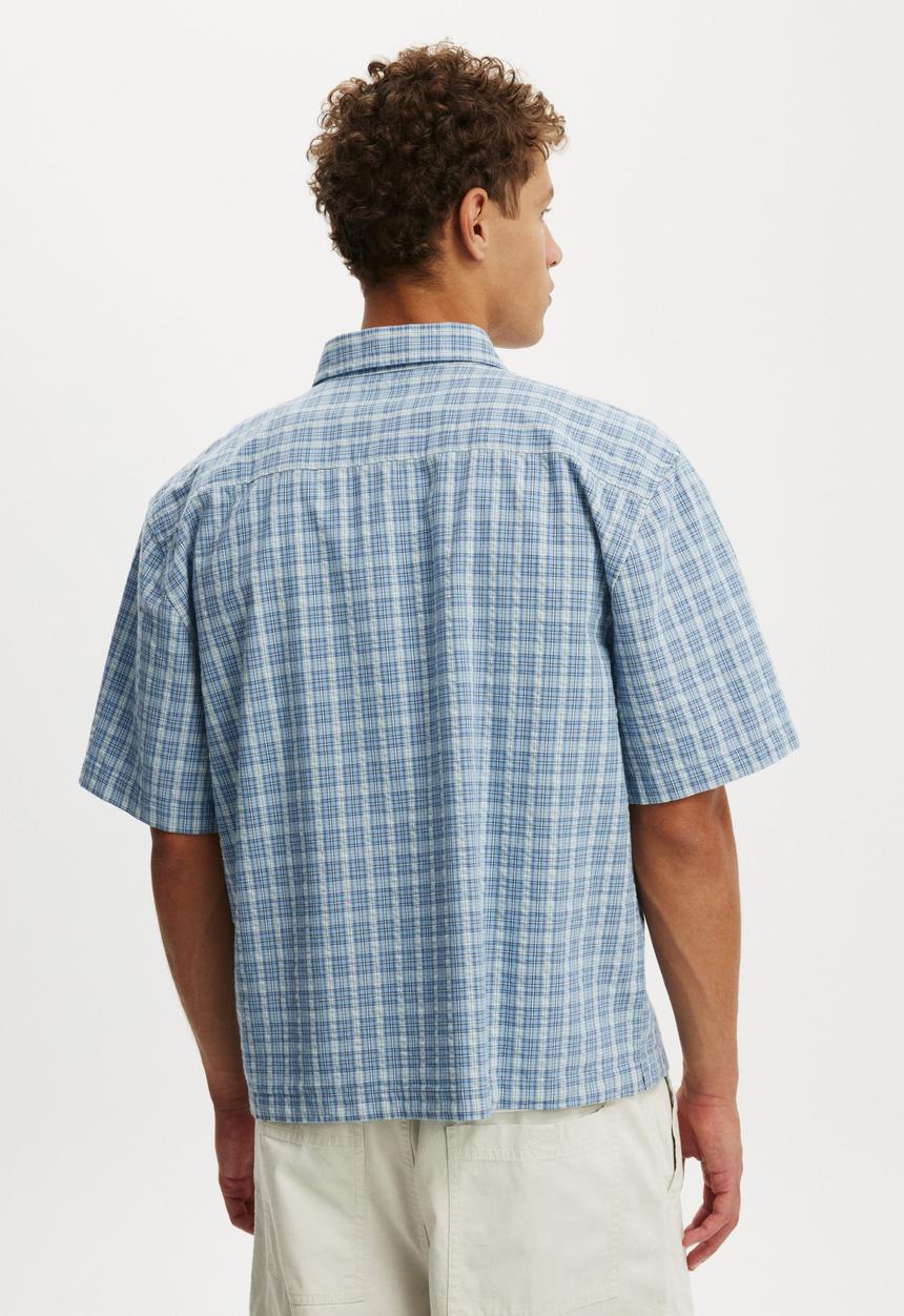 Cotton On - Darcy Short Sleeve Shirt - Sky Check
